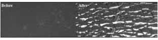 Figure 6: Cracks surface of a refused experimental sample before and after the reverse bending test 